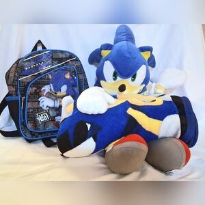 Sonic GO Outing Bundle With Bookbag Bag, Plushie And Blanket Included.